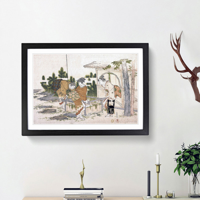 Three Women by Katsushika Hokusai - Picture Frame Painting Print, Black Framed, 48cm H x 65cm W x 2cm D