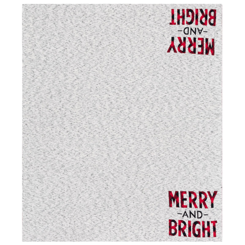 Merry and Bright Grey and Red Cotton Throw Blanket