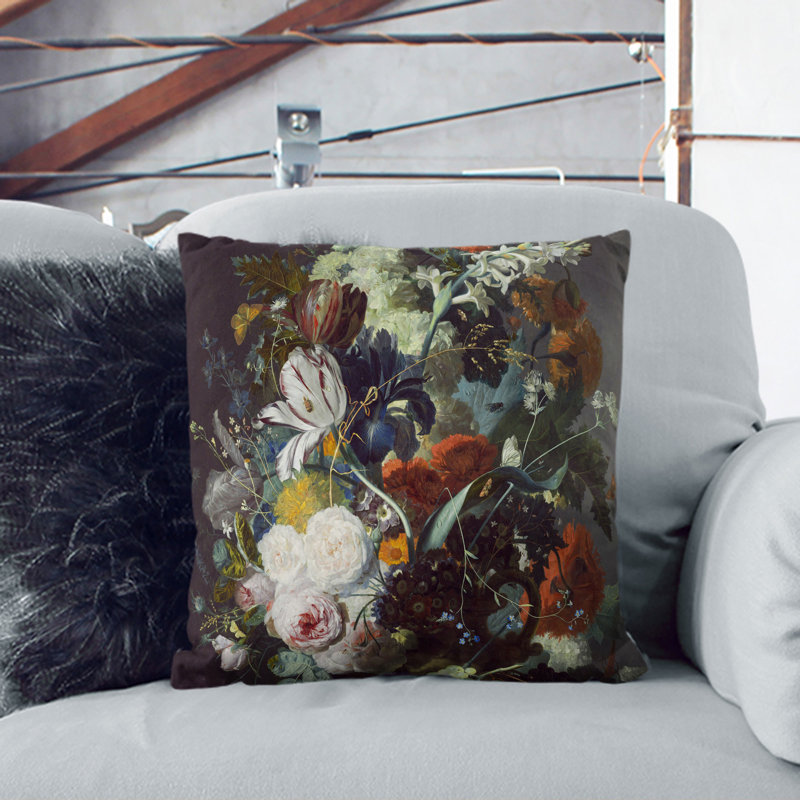 Still Life With Flowers And Fruit Vol.2 Square Throw Cushion, Stone, 55cm H x 55cm W x 20cm D
