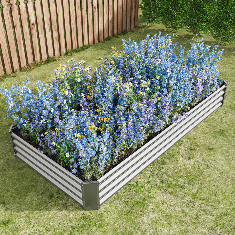 Lit surélevé en métal pour jardin - 7,6 x 3,7 x 0,98 pi, revêtement rouille, encourage la croissance des plantes 7,6 x 3,7 x 0,98 pi