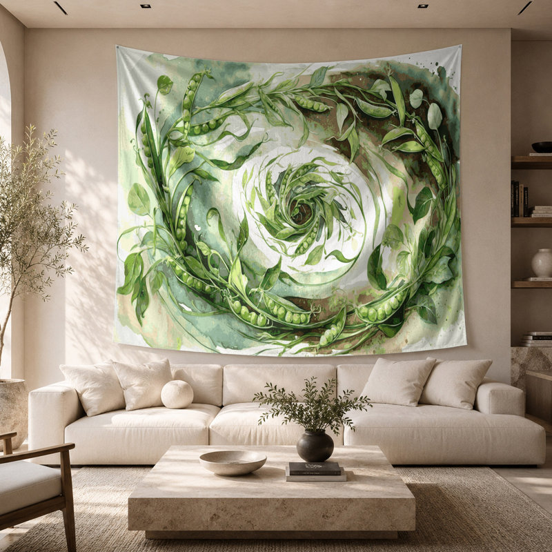 Tapisserie murale légumes pois Earthnut, 68 po x 80 po