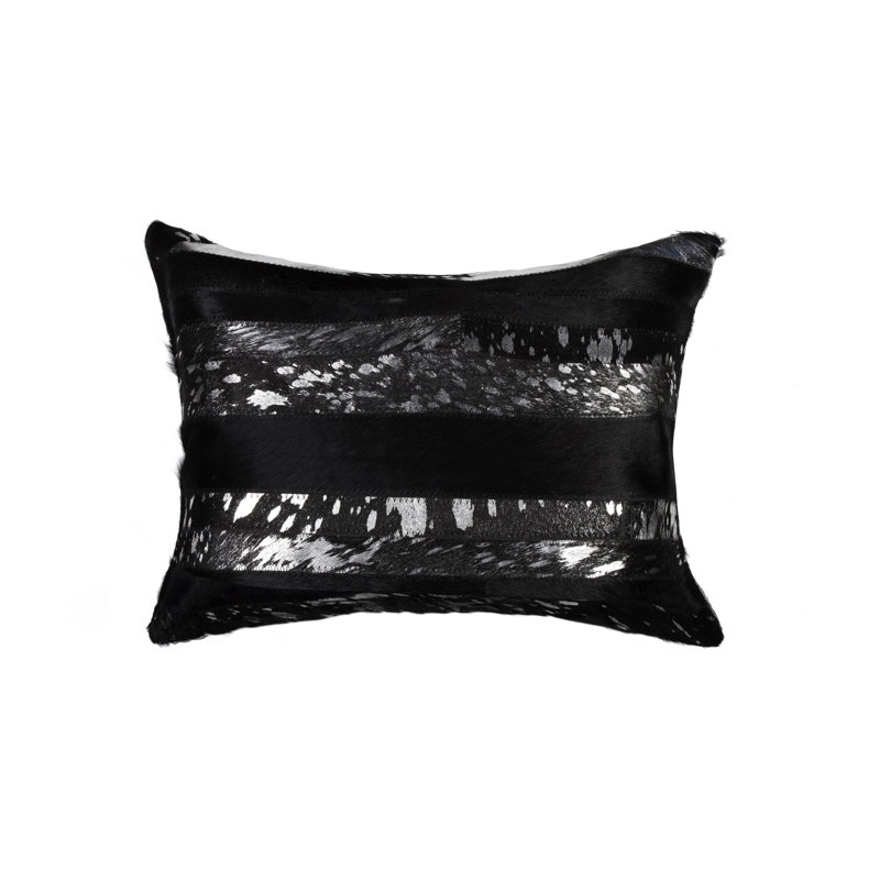 Reversible Throw Pillow, Black/Silver, 12" x 20"