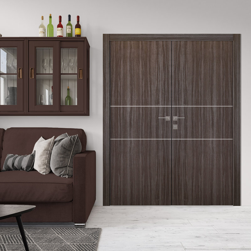 Double porte en bois manufacturé massif Palladio 2H, Chêne, À droite, 63,5 po x 79,38 po