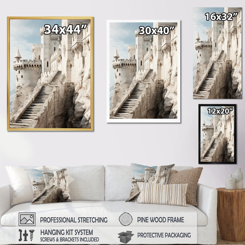 Lehning Castles Minimalist Majesty VI, reproduction d'art sur toile, H 40 po x l 30 po x P 1,5 po, Cadre photo noir