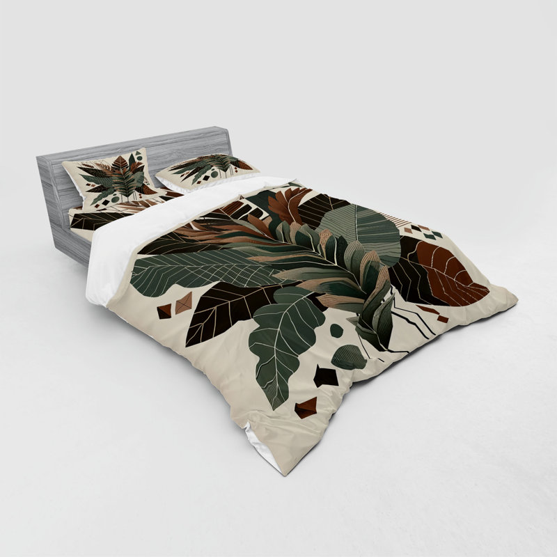 Ensemble de literie Ambesonne Monstera & Evergreen Sage Green Fawn, Housse de couette grand + 3 pièces supplémentair