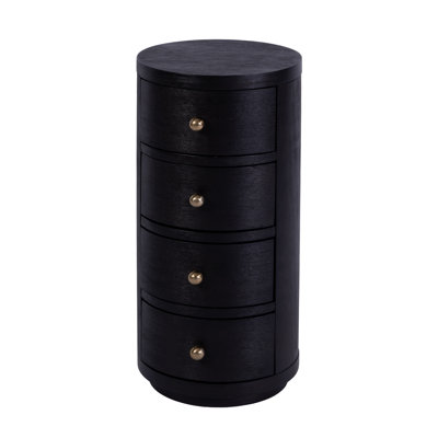 Nora 12 in. W Round Wood 4 Drawer End Table, Antique Coffee