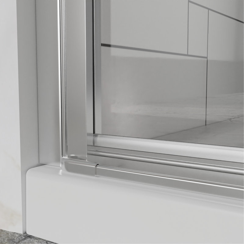Portes de douche pivotantes Goodyo, porte de douche à double battant sans cadre l 30 po x H 72 po, verre trempé transparent de 1/4 po (6 mm), quincaillerie à finition chromée, installation réversible