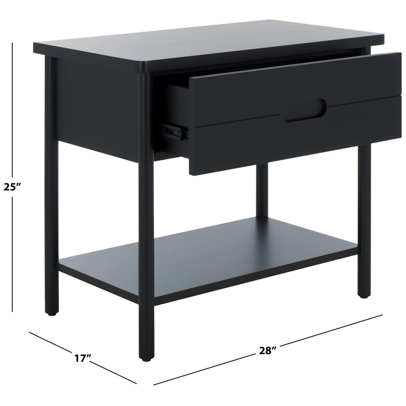 Fayletta 1 Drawer Wood Nightstand, Black