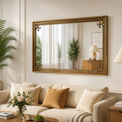 Gold Bathroom Vanity Mirror for Wall 24" x 36" Modern Rectangle Mirror with Metal Framed Mirrors for Over Sink Wall Decorative (Horizontal/Vertical)