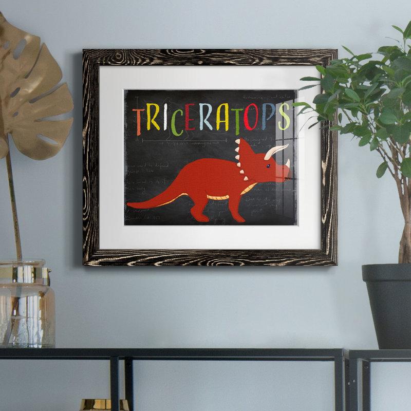 Triceratops - Impression sur papier encadré, H 20 po x l 17 po x P 1,5 po, Papier avec cadre noir