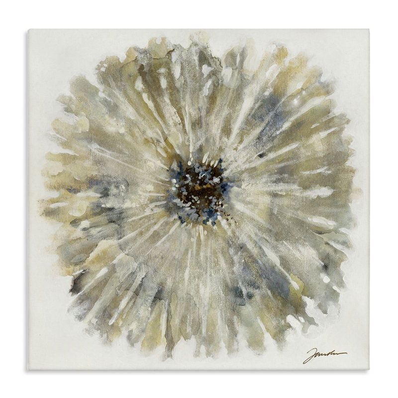 Neutre, toile abstraite rustique à fleurs, design par Liz Jardine, H 30 po x l 30 po