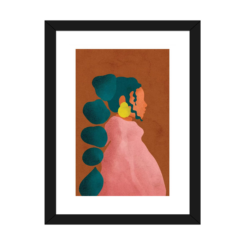 " Kel " by Reyna Noriega, 24" H x 16" W x 1" D, White, Black Framed Paper