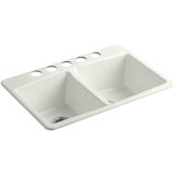 Brookfield 33" L x 22" W x 9-5/8" Under-Mount Double-Equal Kitchen Sink