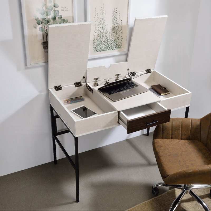 Bureau d'écriture avec port USB, Blanc