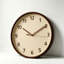 Horloge murale ronde en bois massif beige chaud avec face texturée en lin-1875188511