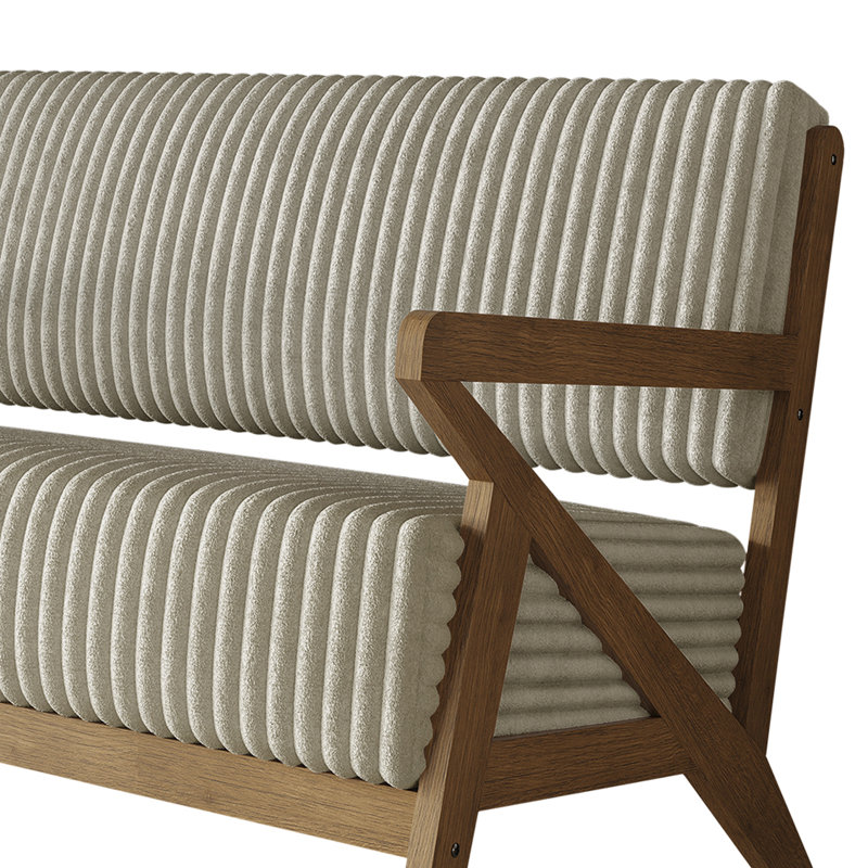 Ensemble de canapé contemporain en velours 3 pièces Merrin, Crème