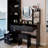 17" Led Vanity Table With Touch - Controlled 3 Color Adjustable Brightness Mirror, Full Body Mirror Cabinet And Cushioned Stool Included, American Design, Black Material, 43.02 In Depth, 14.45 Width,