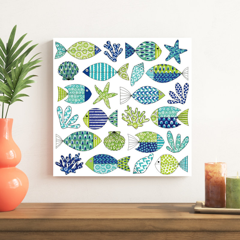 " Fish Tale I " by Nancy Green Painting Print, 20" H x 20" W 