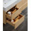 48" FLOATING DOUBLE BATHROOM VANITY WITH STONE TOP, LED LIGHT & 6 SOFT-CLOSE DRAWERS, MAPLE FINISH