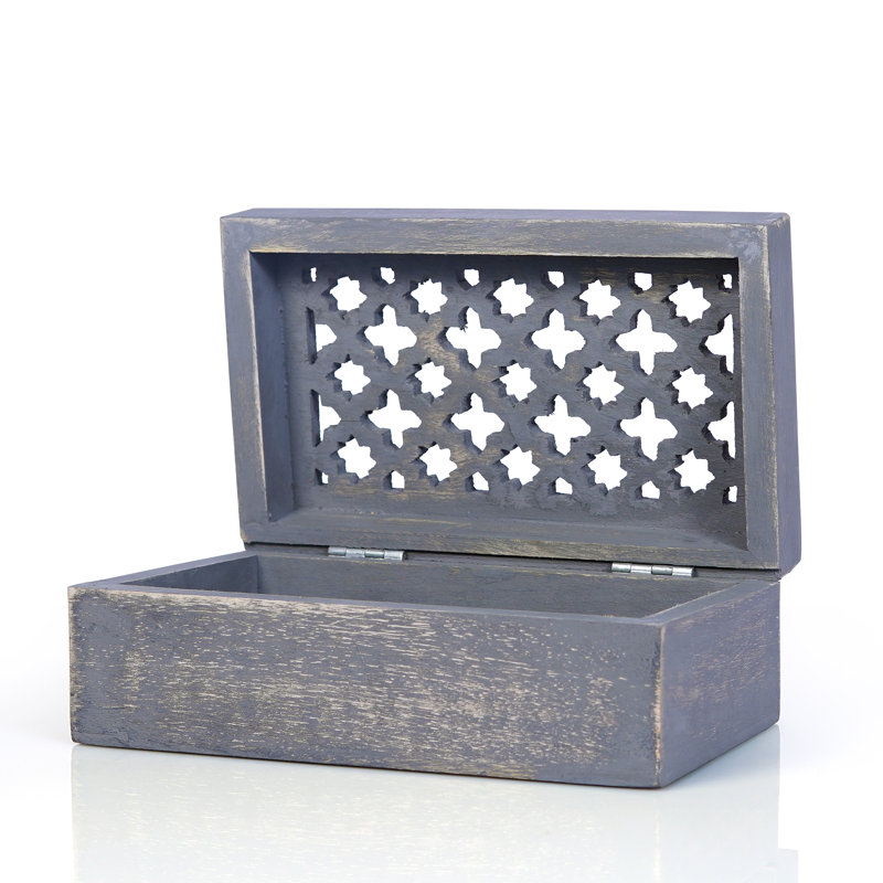 Boîte décorative Ezekiel, H 3 po x l 7,5 po x P 4,5 po, Gris