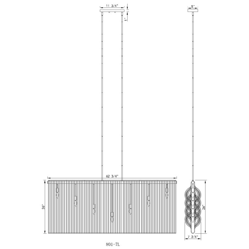 Luminaire suspendu géométrique 7 lumières unique Cedarcliffe