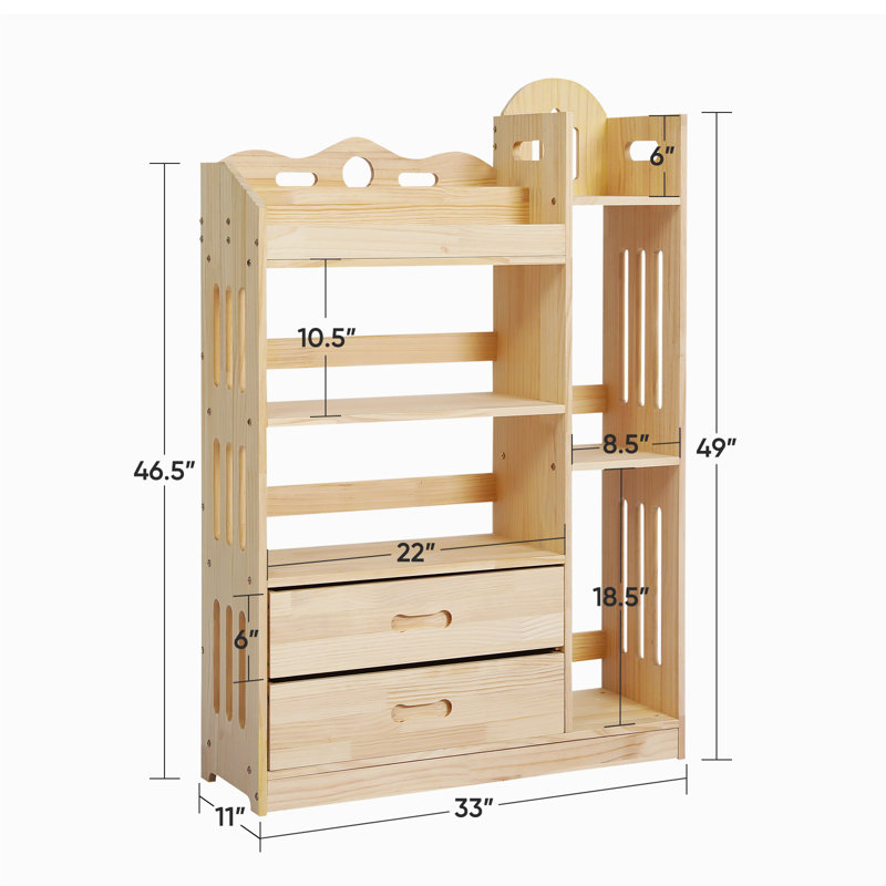 8-Tier Open Bookcase Bookshelf With Drawers, Freestanding Display Storage Shelves For Living Room Office