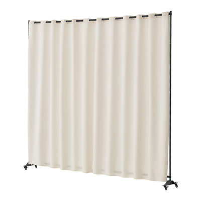 Room Divider, 96×120inch Portable Panel Room Divider with Wheels Curtain Divider Stand, Room Divider Privacy Screen for Office, Bedroom, Dining Room, by Ebern Designs