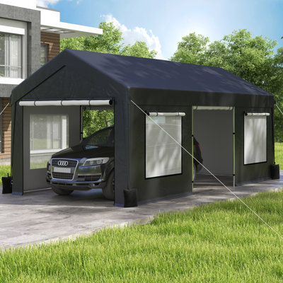 10 pi. L 20 pi. Garage d'extérieur robuste D - Grand abri d'auto avec fenêtres respirantes