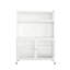 Armoire de cuisine, armoire de rangement haute avec portes en verre et tablettes réglables, armoire de cuisine, salon, salle à manger, blanc