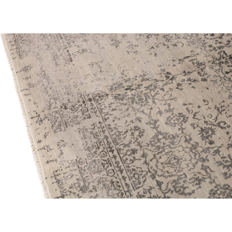 Tapis argenté et noir noué à la main de haute qualité