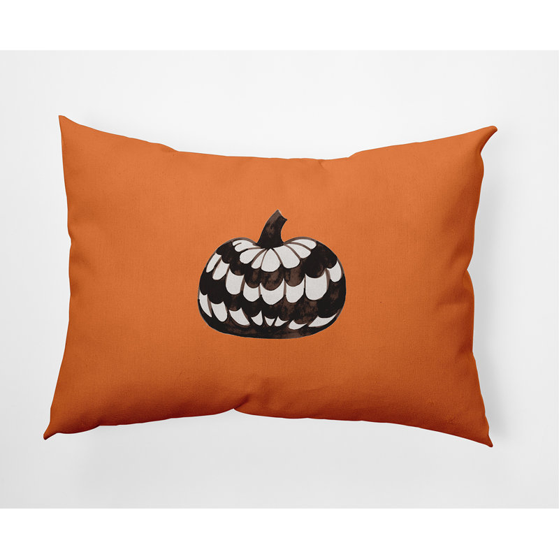 Outdoor Reversible Throw Pillow, Orange, 14"x20"