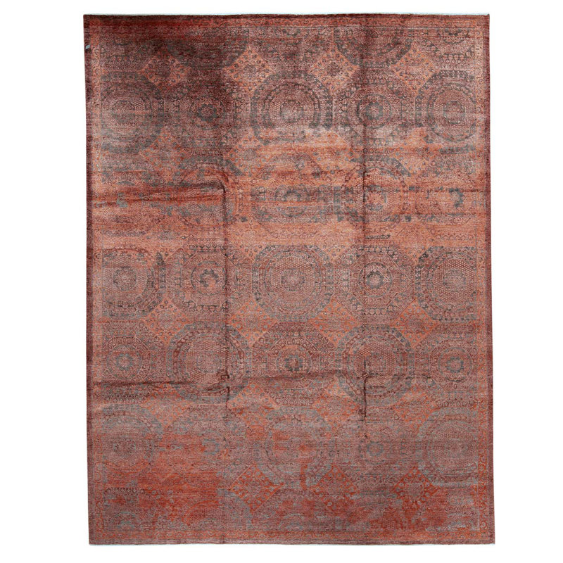 Oriental Area Rug in Rust/Gray/Burgundy