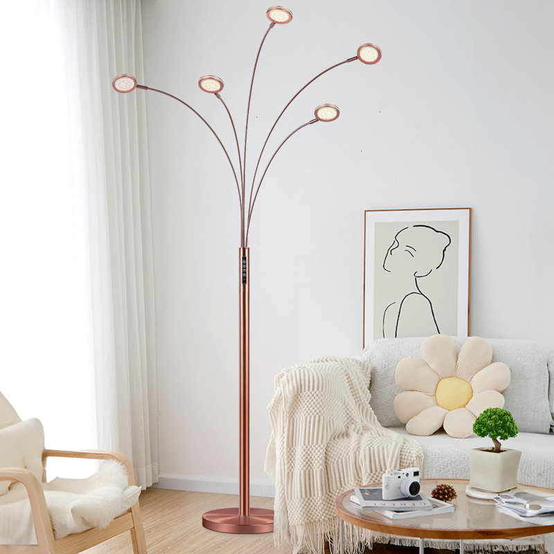 LED Arc Floor Lamp With Remote, 2250LM Dimmable Floor Lamp With Timer, Adjustable Colors, Brightness & 5 Adjustable Arm, Pink