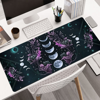  Tapis de souris en caoutchouc, surface en microfibre lisse, base antidérapante, tapis de souris décoratif à bord arrondi pour le bureau et les jeux, 12 po x 32 po, roses pastel