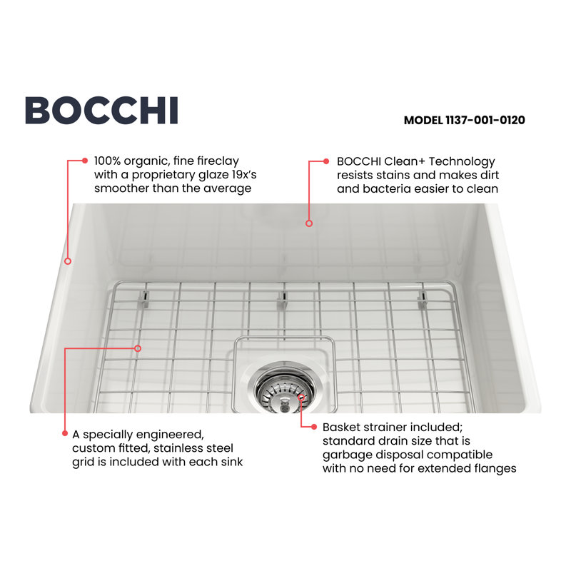 24'' L Kitchen Sink, White