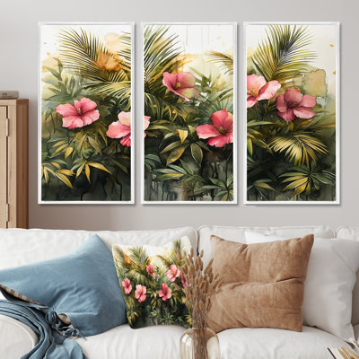 Tropical Hibiscus In A Spring Symphony I - Hibiscus Wall Art - Set Of 3