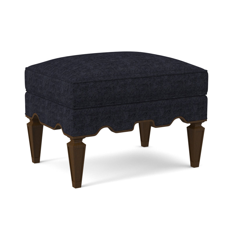 Repose-pieds Palm Beach, Noyer noir, 100% polyester bleu marine de Venise