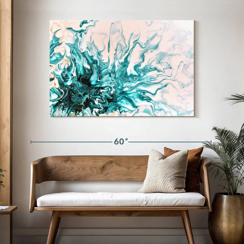 Avery Turquoise Dynamic Abstract, 32" H x 48" W