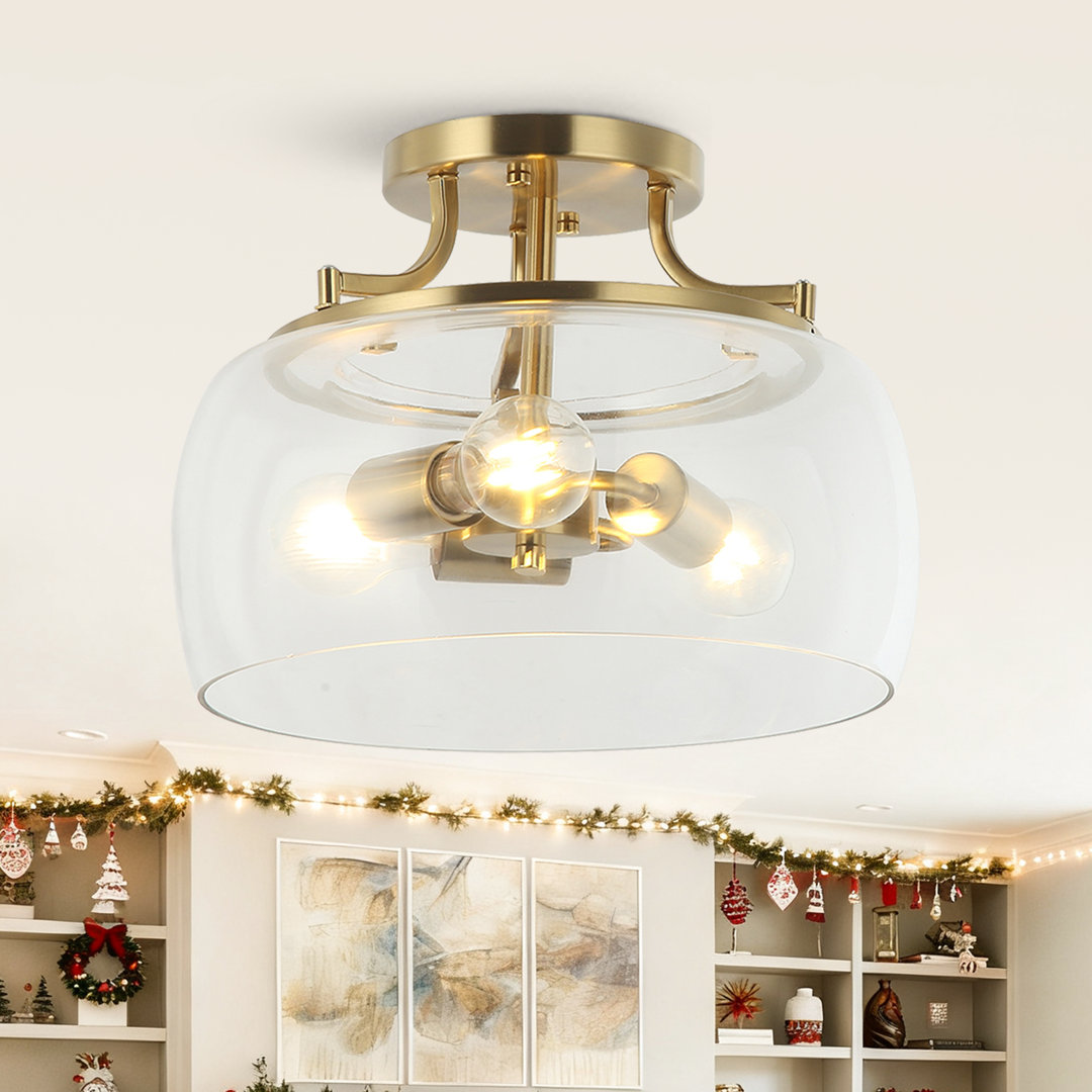 Gwinnett Glass Semi Flush Mount Willa Arlo™ Interiors