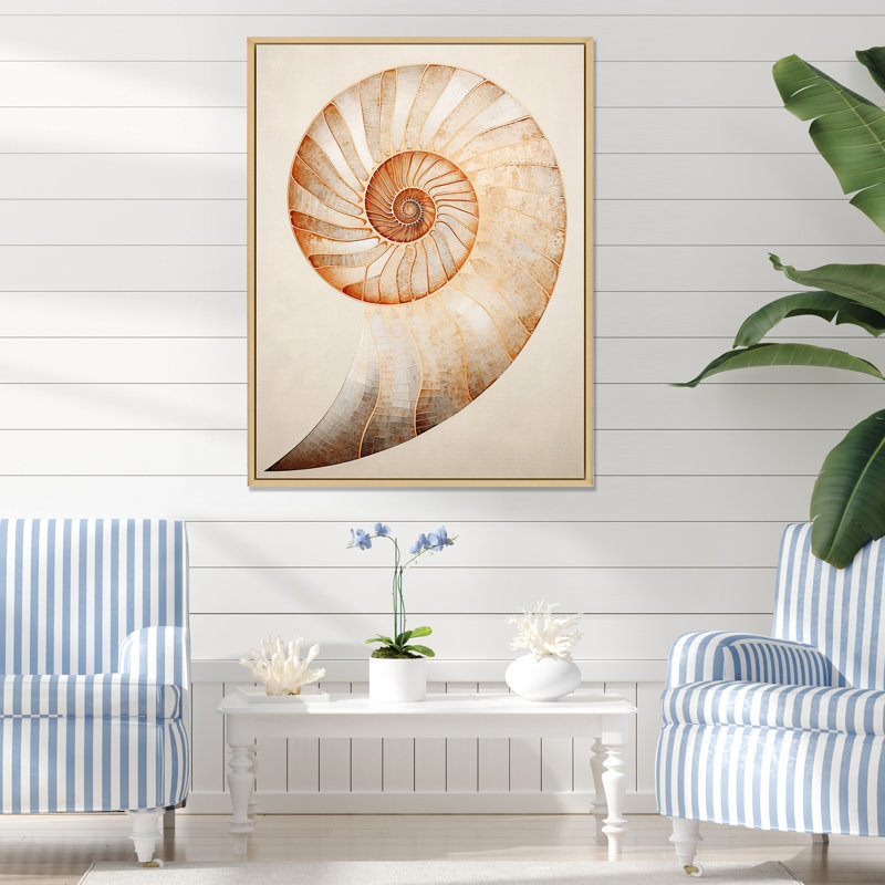«Copper Curves Nautilus Spiral I» sur toile, H 40 po x l 30 po x P 1,5 po, Cadre naturel flottant