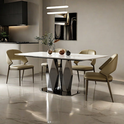 Sleek Rectangular Ultra Crystal Stone Dining Table