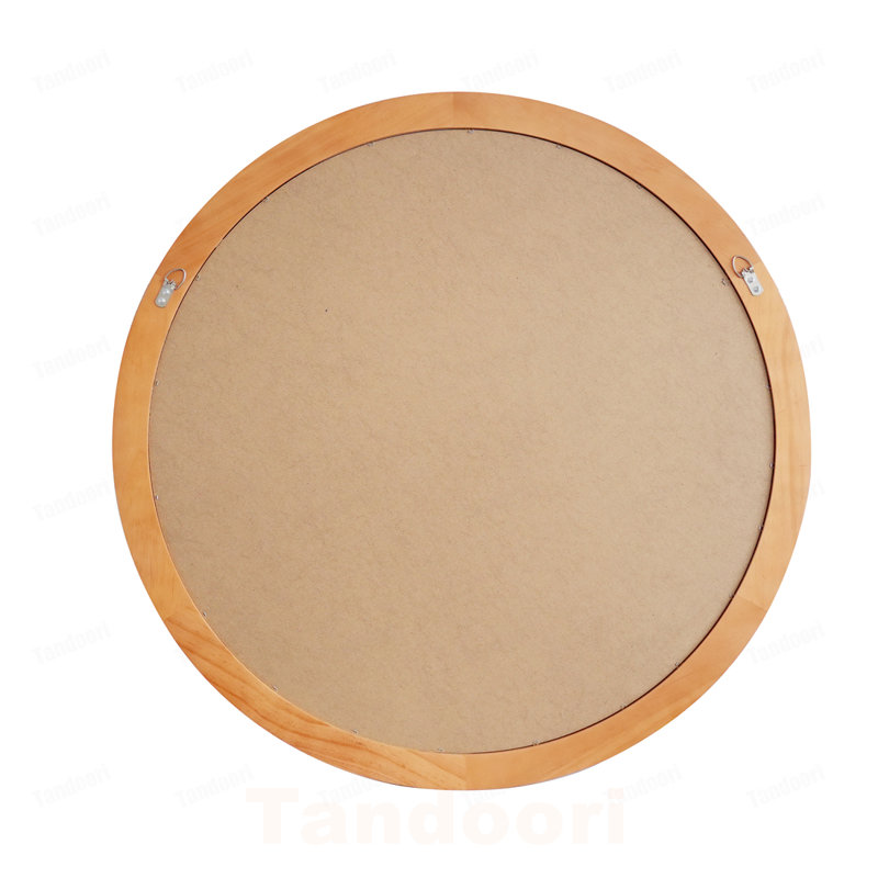 Miroir mural jaune brun 30 po x 30 po avec cadre en bois massif perlé, miroir rustique