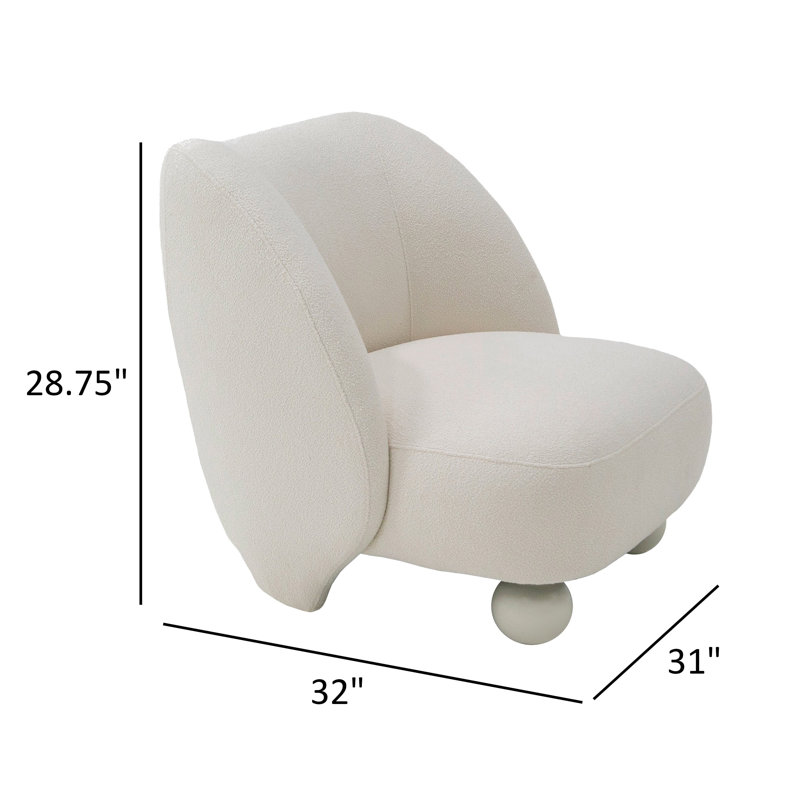 Fauteuil d'appoint 31 pouces Reno Loy, blanc, pieds ronds modernes