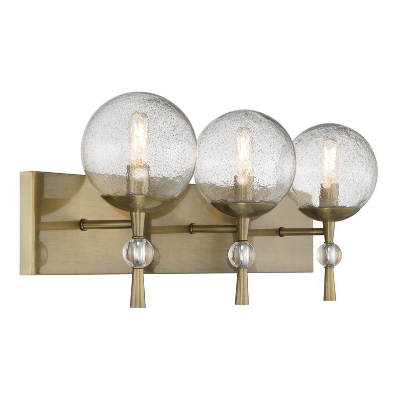 Mercer41 Marvaa Oxidized Aged Brass With Clear Vanity Light, 3