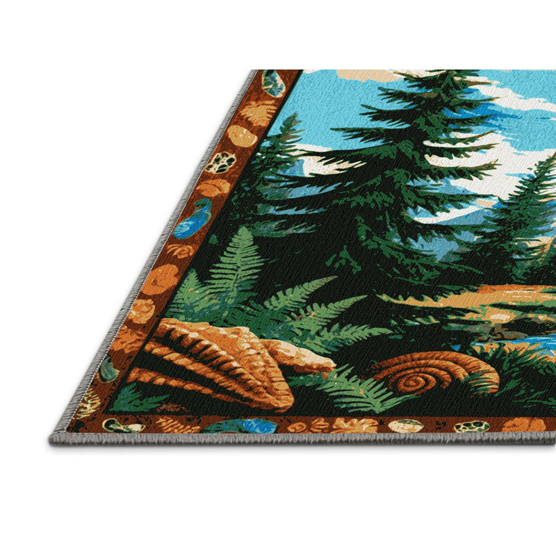 Tapis gris dinosaures lavable à la machine, Rectangle 4 pi x 6 pi