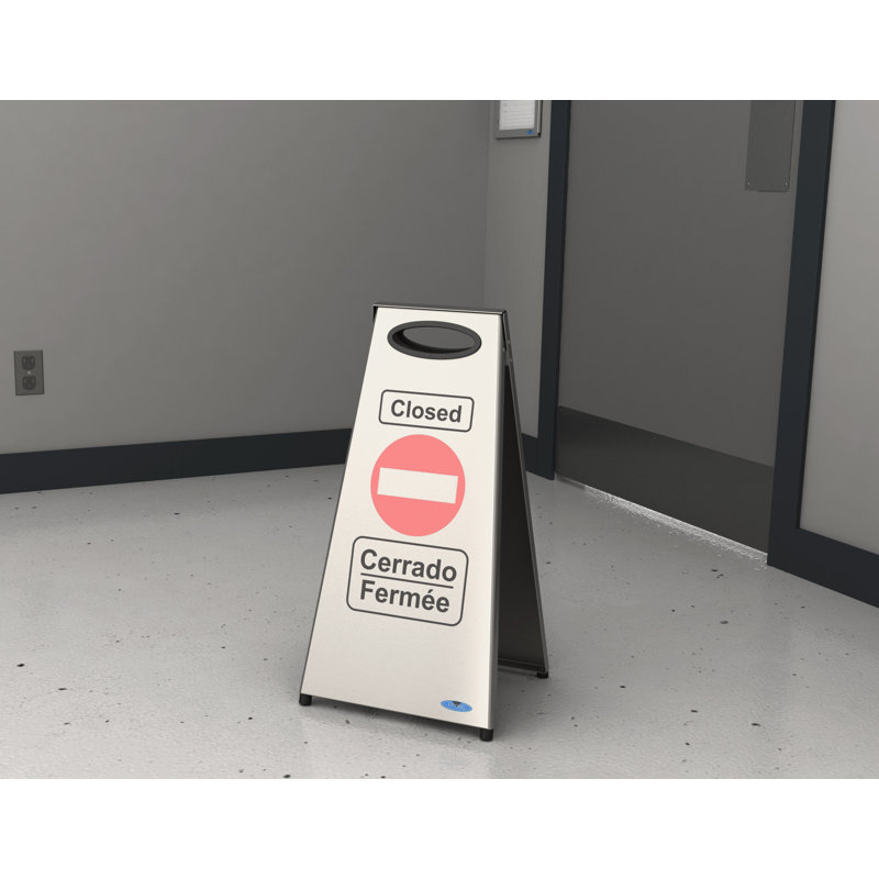 STAINLESS STEEL CLOSED NO ENTRY FLOOR SIGN
