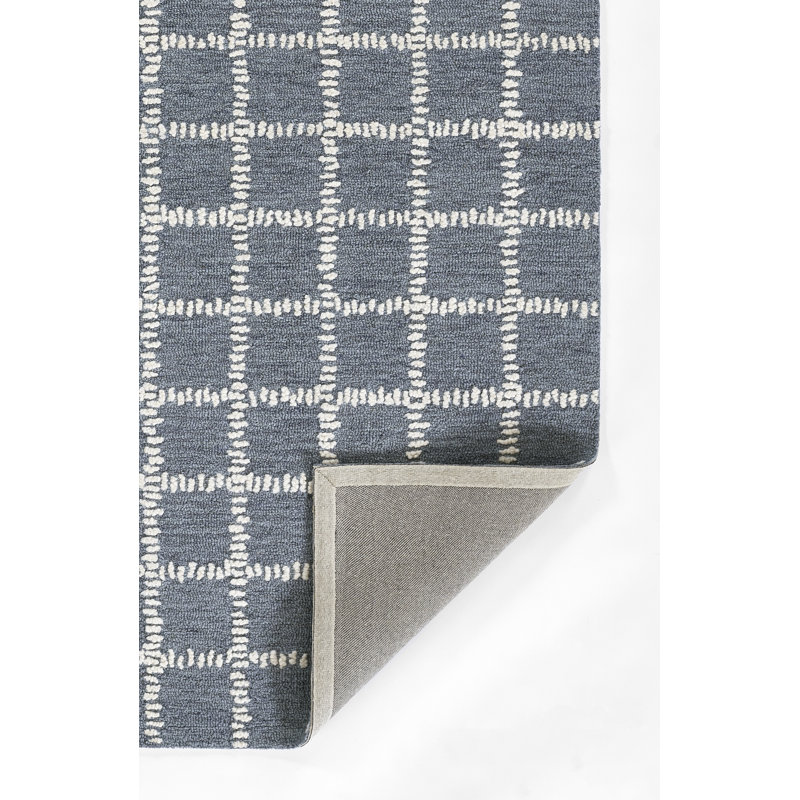 Lanora Hand Tufted Blue Wool Geometric 8' x 10' Rug
