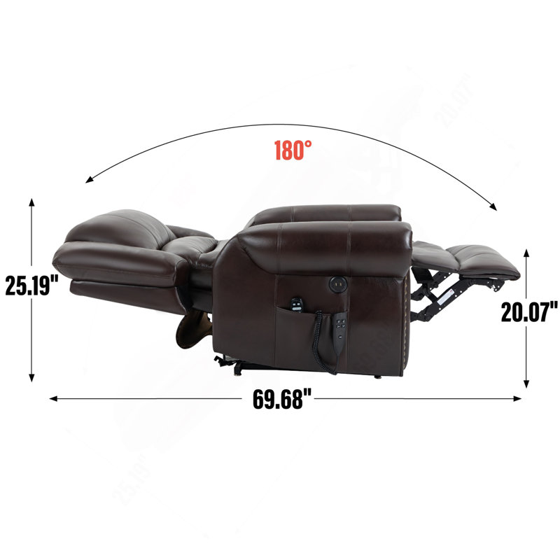 Power Lift Recliner Chair Heat Massage Dual Motor Infinite Position Up To 350 LBS, Faux Leather, Heavy Duty Motion Mechanism With USB Ports