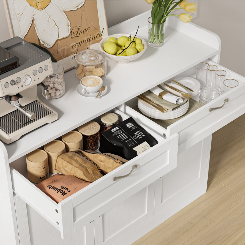 Breege 47.2"W Sideboard With Adjustable Shelf, White