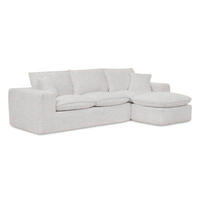 107'' Modern Boucle L-Shaped Sectional Sofa With Moveable Ottoman For Living Room